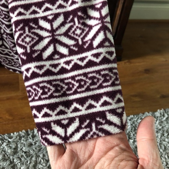 Land's End purple & white 1/4 zip fleece pull over sweater in size M - Picture 4 of 8